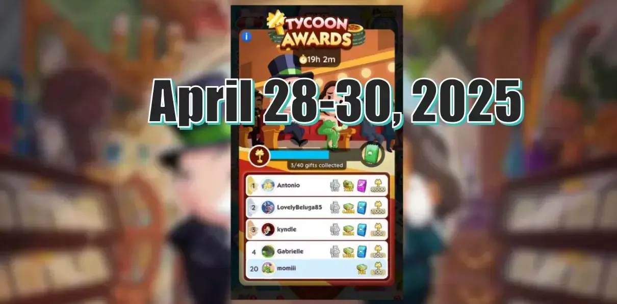 Monopoly Go April 28-30, 2025 Tycoon Awards: How Many Peg-E Tokens Can You Get?