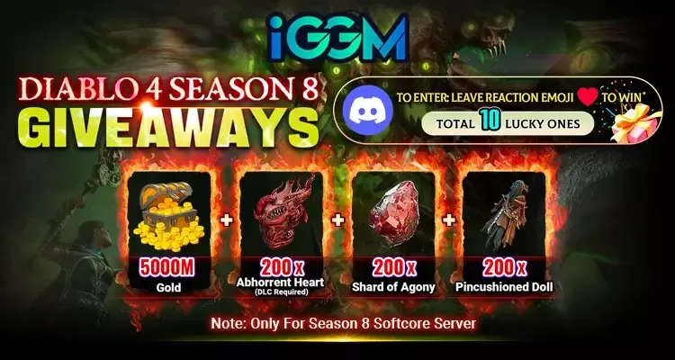 Diablo 4 Season 8 Gold And Items Free Giveaways At iGMeet Discord