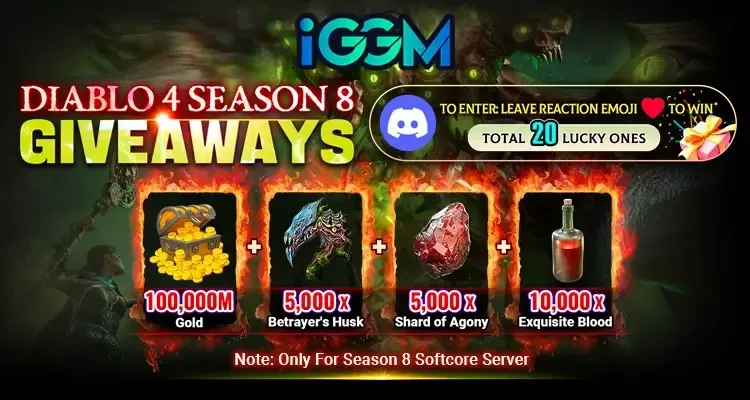 Free Diablo 4 Season 8 Gold And Items Giveaways At iGMeet Discord