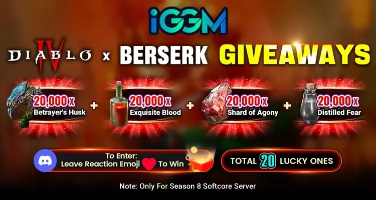 Free Diablo 4 Season 8 Items Giveaways At iGMeet Discord