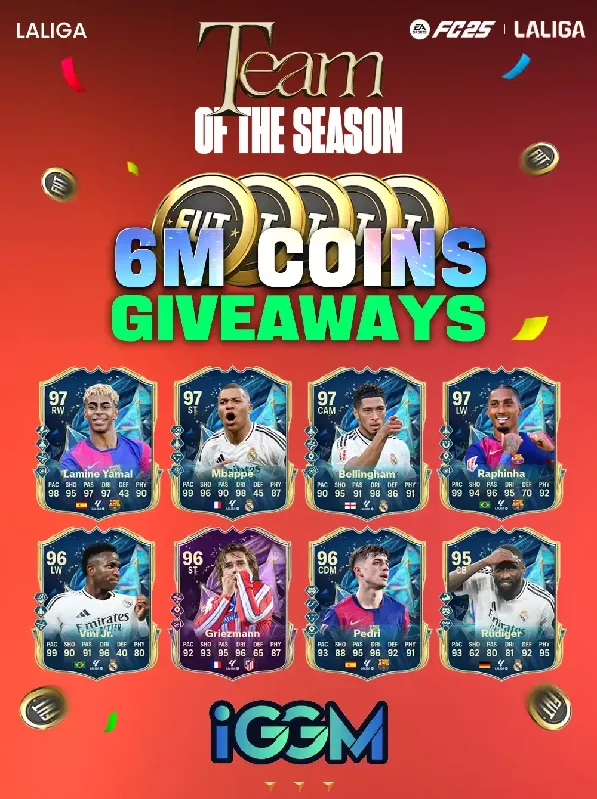 Total 6M FC 25 Coins Free Giveaways At iGMeet Discord During Team of The Season Laliga