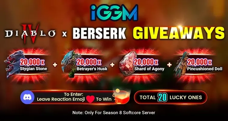 Free Diablo 4 Season 8 Items Giveaways At iGMeet Discord