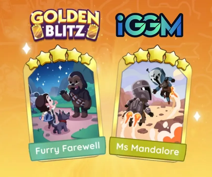 Buy Monopoly Go 2 Gold Cards Set 17 - Ms Mandalore And Set 19 - Furry Farewell At iGMeet.com