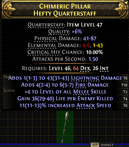 Chimeric Pillar Hefty Quarterstaff#241111