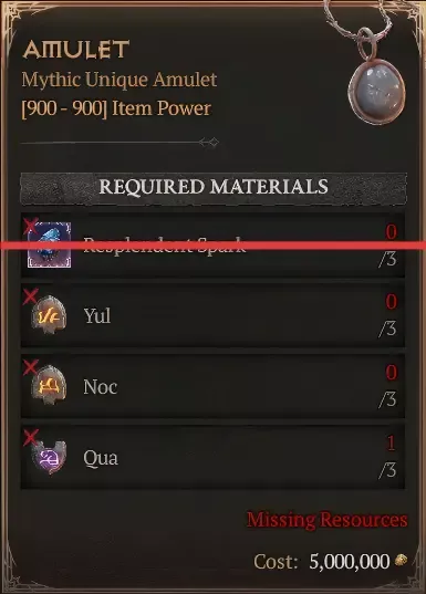 Amulet [3 Yul+3 Noc+3 Qua--No Spark]