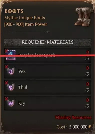 Boots [3 Vex+3 Thul+3 Kry--No Spark]
