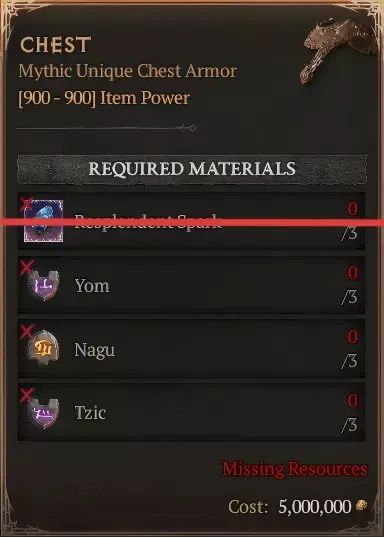 Chest [3 Yom+3 Nagu+3 Tzic--No Spark]